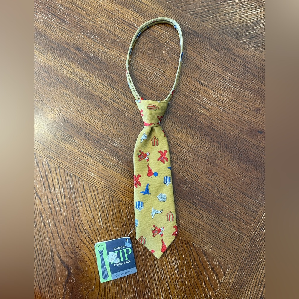 Vintage Brando Kids' Zip Gold Circus Print Tie
